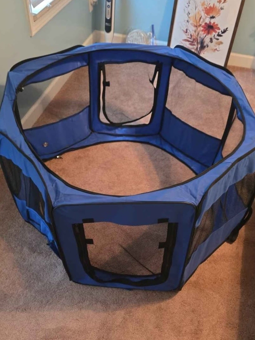 Blue Portable Foldable Pet Playpen - Compact Indoor/Outdoor Exercise Pen